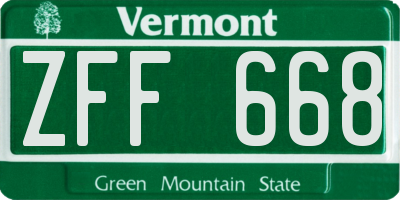 VT license plate ZFF668