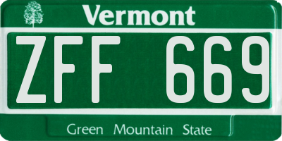 VT license plate ZFF669