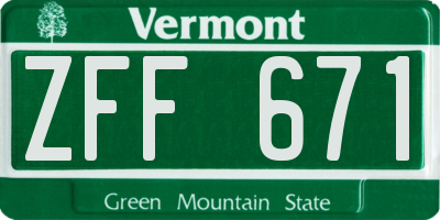 VT license plate ZFF671