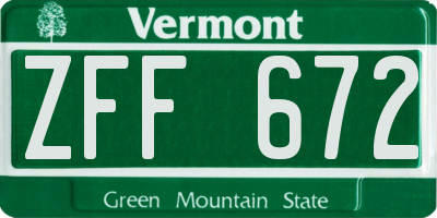 VT license plate ZFF672
