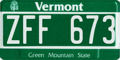 VT license plate ZFF673