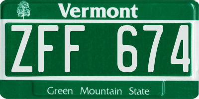 VT license plate ZFF674