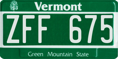 VT license plate ZFF675