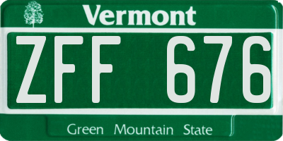 VT license plate ZFF676