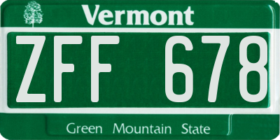 VT license plate ZFF678
