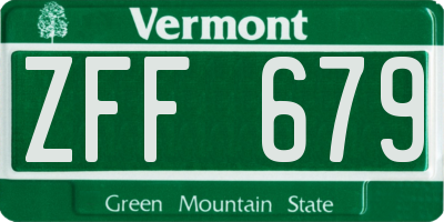 VT license plate ZFF679