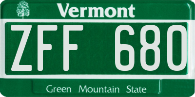 VT license plate ZFF680