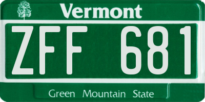 VT license plate ZFF681