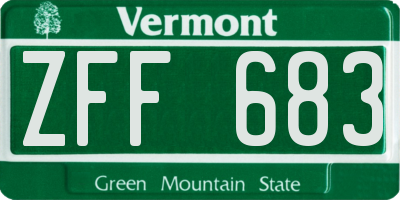 VT license plate ZFF683