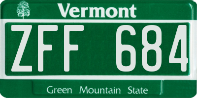 VT license plate ZFF684