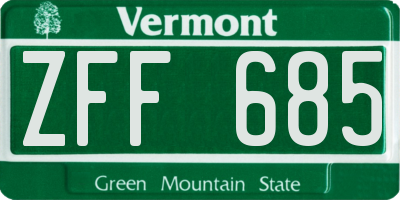 VT license plate ZFF685