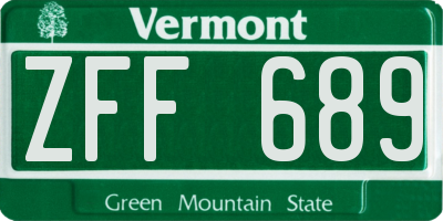 VT license plate ZFF689