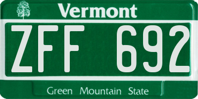 VT license plate ZFF692