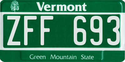 VT license plate ZFF693