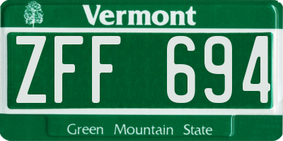 VT license plate ZFF694