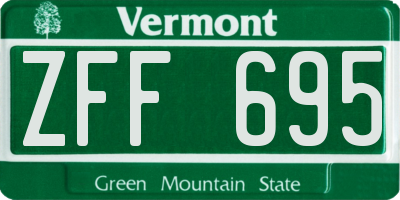VT license plate ZFF695