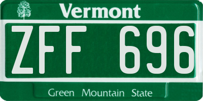 VT license plate ZFF696