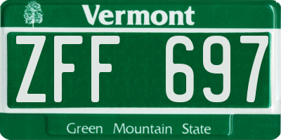 VT license plate ZFF697