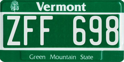 VT license plate ZFF698