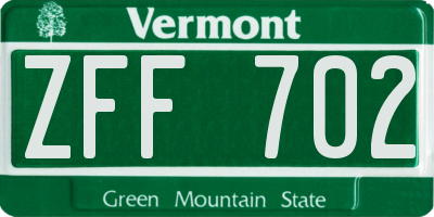 VT license plate ZFF702