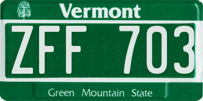 VT license plate ZFF703