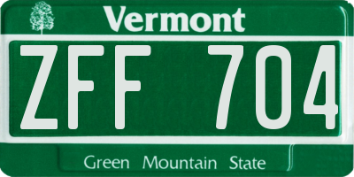 VT license plate ZFF704