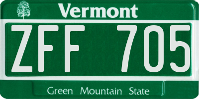 VT license plate ZFF705