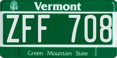 VT license plate ZFF708
