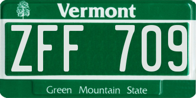 VT license plate ZFF709