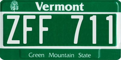 VT license plate ZFF711