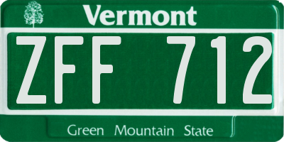 VT license plate ZFF712