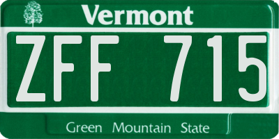VT license plate ZFF715