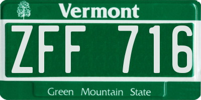 VT license plate ZFF716