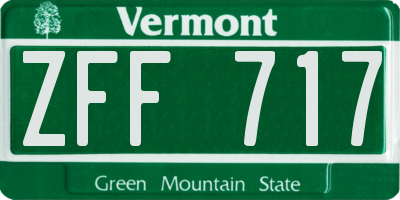 VT license plate ZFF717