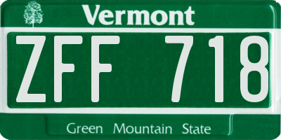 VT license plate ZFF718