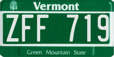 VT license plate ZFF719