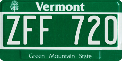 VT license plate ZFF720