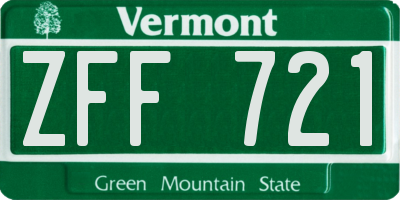 VT license plate ZFF721