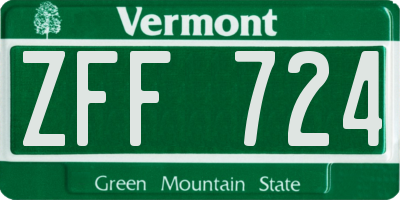 VT license plate ZFF724