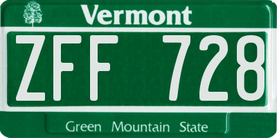 VT license plate ZFF728