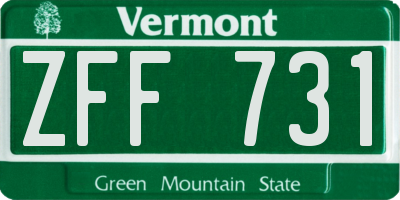 VT license plate ZFF731