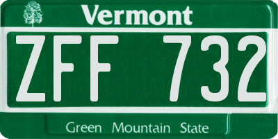 VT license plate ZFF732
