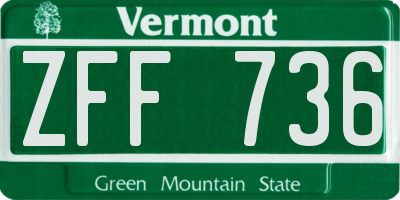 VT license plate ZFF736