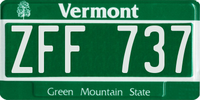 VT license plate ZFF737