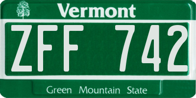 VT license plate ZFF742