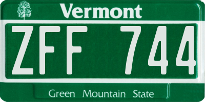 VT license plate ZFF744