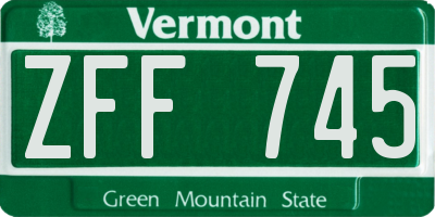 VT license plate ZFF745
