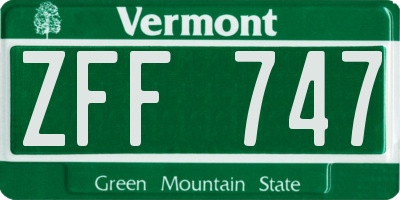 VT license plate ZFF747