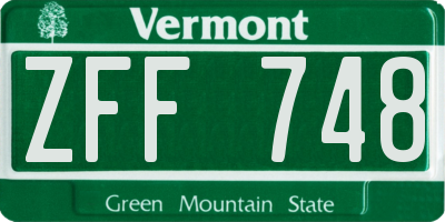 VT license plate ZFF748
