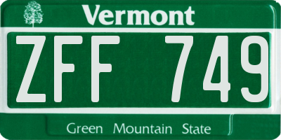 VT license plate ZFF749